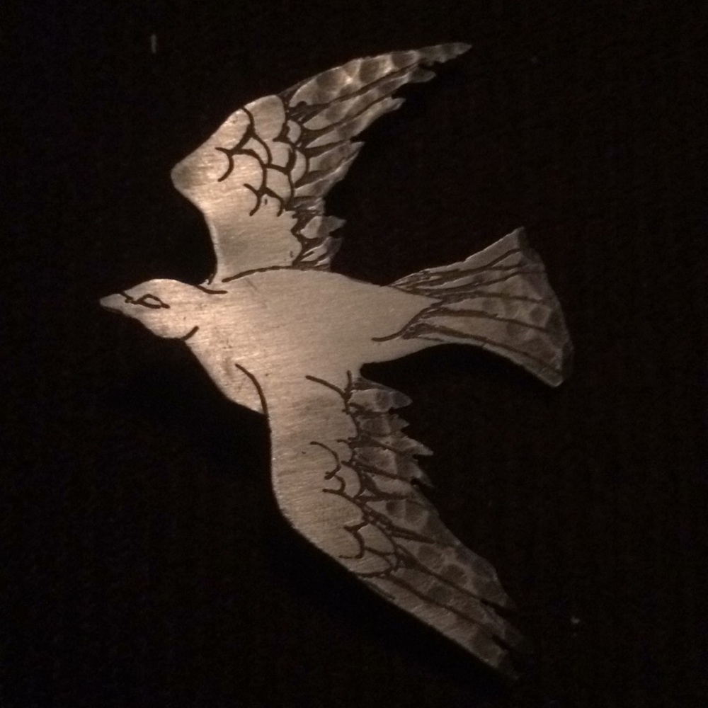 Pewter bird pin